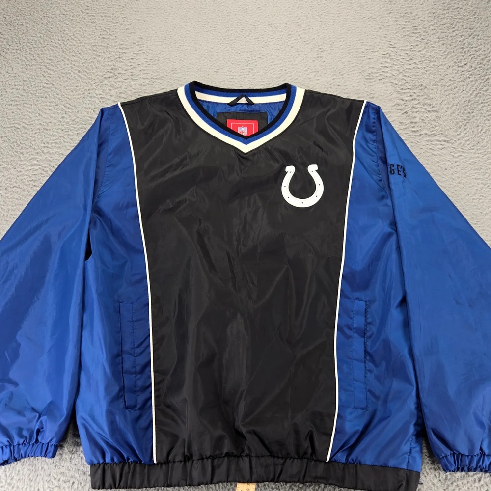 Indianapolis Colts Jacket Mens Large Black NFL Football Windbreaker Long Sleeve
